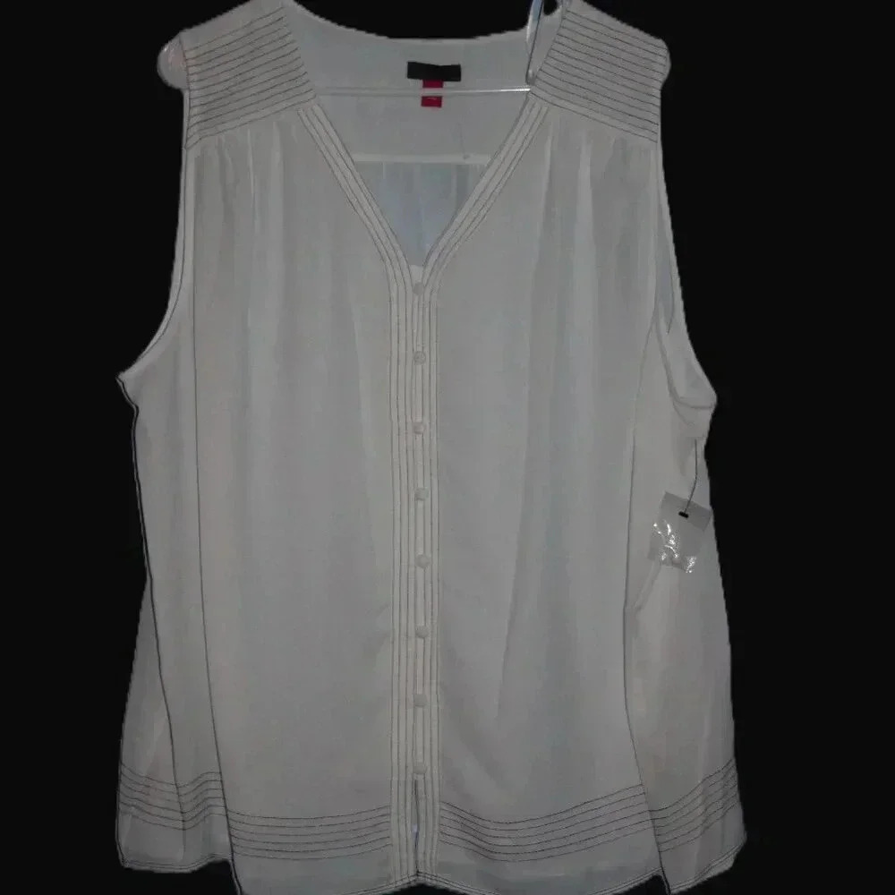 Vince Camuto Sleeveless White Button Up Front Top 2X NWOT